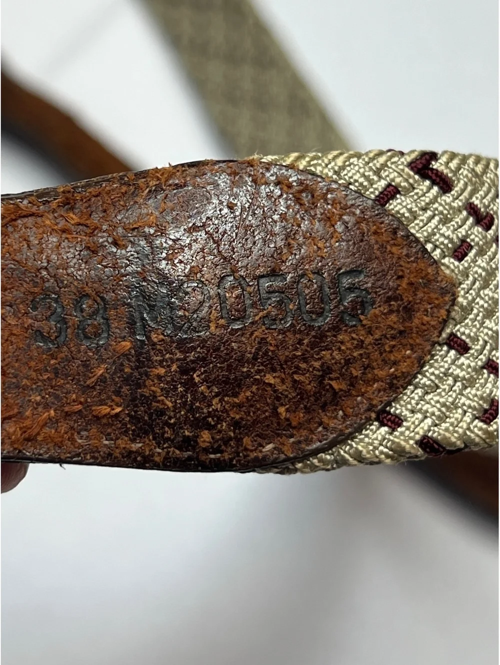 Brighton Woven Beige and Brown Leather Belt Size 38